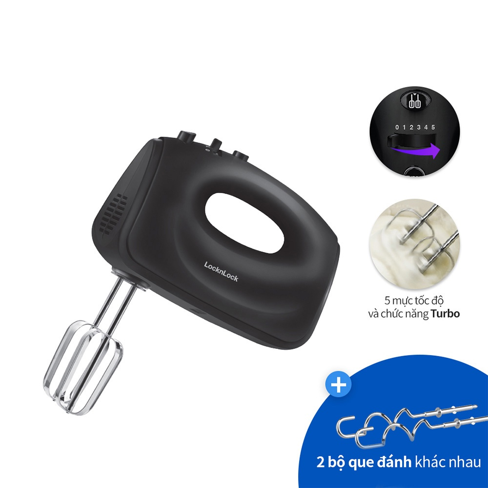 Máy Đánh Trứng Hand Mixer 220 - 240V, 50/60Hz, 250 - 300W - Màu Xám Đậm - LocknLock - EJM501DGRY